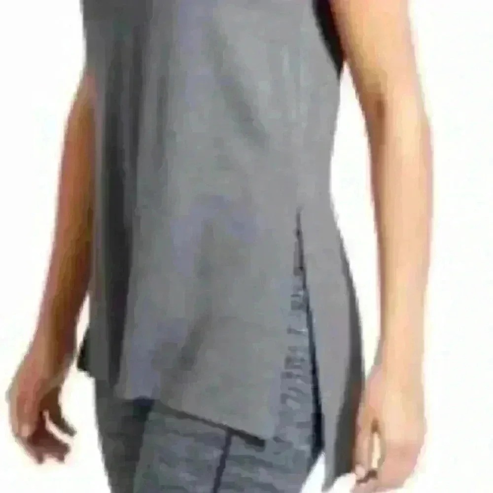 Athleta Essence Tank Top Charcoal Gray Heather Tencel Blend Side Slit Yoga